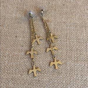 Gold Dove Drop Earrings